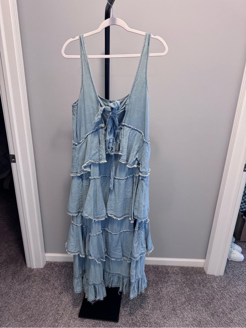 Pilcro Soft Denim Tiered Ruffle High-Low Maxi Dress - Picture 3 of 4